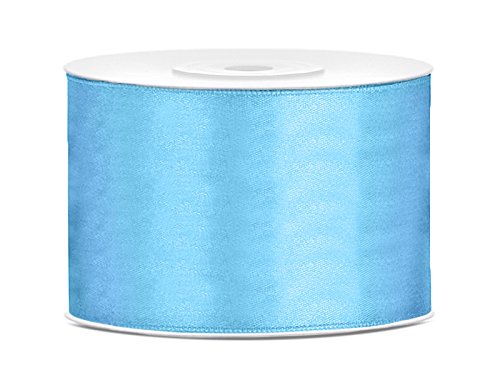 Satinband Polyester Schleifenband Seidenband Geschenkband 6/12/25/38/50/100 mm x 25 m (Größe 50mm x 25m - Farbe Himmelblau) von Jaow