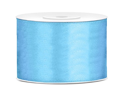 Satinband Polyester Schleifenband Seidenband Geschenkband 6/12/25/38/50/100 mm x 25 m (Größe 50mm x 25m - Farbe Himmelblau) von Jaow