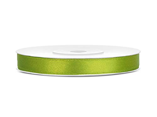 Satinband Polyester Schleifenband Seidenband Geschenkband 6/12/25/38/50/100 mm x 25 m (Größe 6mm x 25m - Farbe Apfelgrün) von Jaow