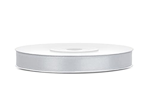 Satinband Polyester Schleifenband Seidenband Geschenkband 6/12/25/38/50/100 mm x 25 m (Größe 6mm x 25m - Farbe Grau) von Jaow