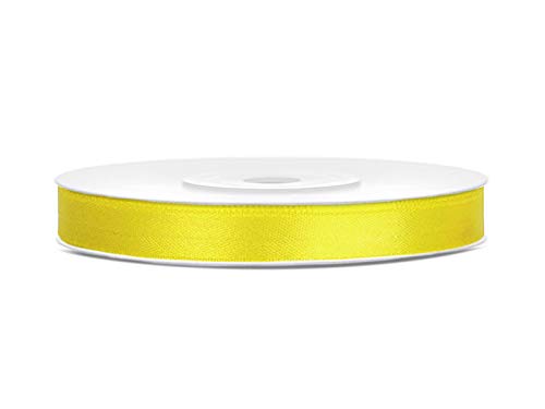 Satinband Polyester Schleifenband Seidenband Geschenkband 6/12/25/38/50/100 mm x 25 m (Größe 6mm x 25m - Farbe Gelb) von Jaow