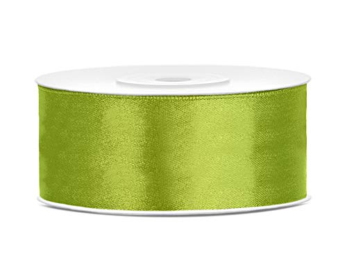 Satinband Polyester Schleifenband Seidenband Geschenkband 6/12/25/38/50/100 mm x 25 m (Größe 25mm x 25m - Farbe Apfelgrün) von Jaow