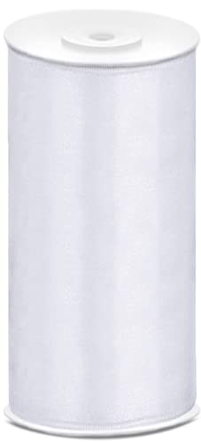 Satinband Polyester Schleifenband Seidenband Geschenkband 6/12/25/38/50/100 mm x 25 m (Größe 100mm x 25m - Farbe Weiß) von Jaow