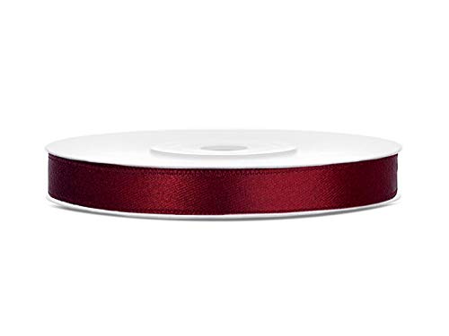 Satinband Polyester Schleifenband Seidenband Geschenkband 6/12/25/38/50/100 mm x 25 m (Größe 6mm x 25m - Farbe Bordeaux) von Jaow