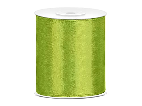 Satinband Polyester Schleifenband Seidenband Geschenkband 6/12/25/38/50/100 mm x 25 m (Größe 100mm x 25m - Farbe Apfelgrün) von Jaow