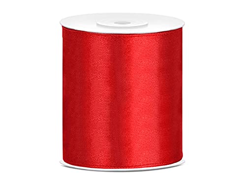 Satinband Polyester Schleifenband Seidenband Geschenkband 6/12/25/38/50/100 mm x 25 m (Größe 100mm x 25m - Farbe Rot) von Jaow