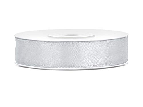 Satinband Polyester Schleifenband Seidenband Geschenkband 6/12/25/38/50/100 mm x 25 m (Größe 12mm x 25m - Farbe Grau) von Jaow