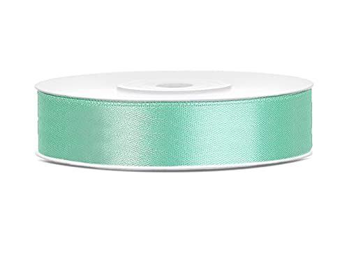 Satinband Polyester Schleifenband Seidenband Geschenkband 6/12/25/38/50/100 mm x 25 m (Größe 12mm x 25m - Farbe Grün Minze) von Jaow