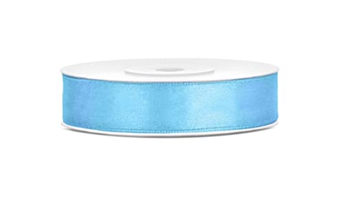 Satinband Polyester Schleifenband Seidenband Geschenkband 6/12/25/38/50/100 mm x 25 m (Größe 12mm x 25m - Farbe Himmelblau) von Jaow