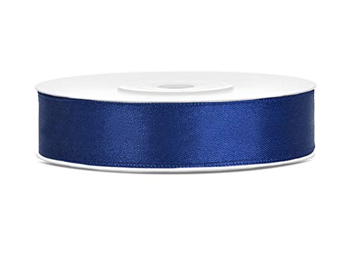 Satinband Polyester Schleifenband Seidenband Geschenkband 6/12/25/38/50/100 mm x 25 m (Größe 12mm x 25m - Farbe Marineblau) von Jaow