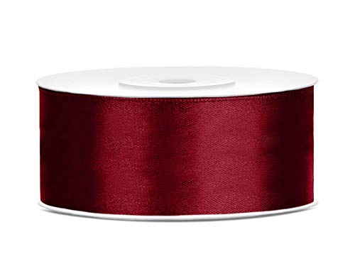 Satinband Polyester Schleifenband Seidenband Geschenkband 6/12/25/38/50/100 mm x 25 m (Größe 25mm x 25m - Farbe Dunkelrot) von Jaow