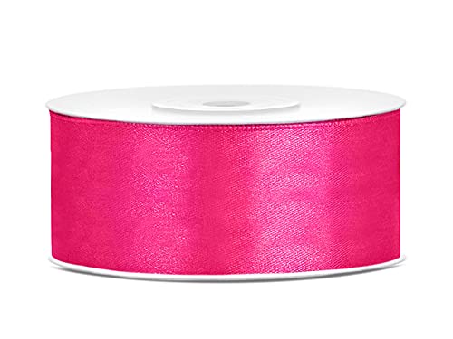 Satinband Polyester Schleifenband Seidenband Geschenkband 6/12/25/38/50/100 mm x 25 m (Größe 25mm x 25m - Farbe Dunkelrosa) von Jaow