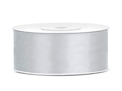 Satinband Polyester Schleifenband Seidenband Geschenkband 6/12/25/38/50/100 mm x 25 m (Größe 25mm x 25m - Farbe Grau) von Jaow