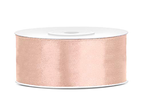 Satinband Polyester Schleifenband Seidenband Geschenkband 6/12/25/38/50/100 mm x 25 m (Größe 25mm x 25m - Farbe Hell Pfirsich) von Jaow