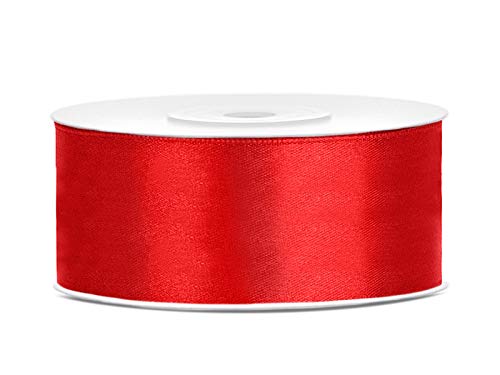 Satinband Polyester Schleifenband Seidenband Geschenkband 6/12/25/38/50/100 mm x 25 m (Größe 25mm x 25m - Farbe Rot) von Jaow
