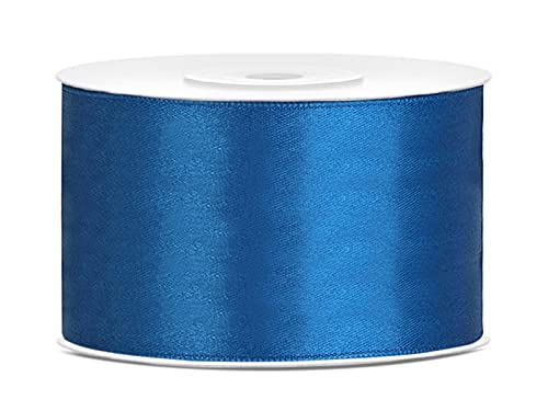 Satinband Polyester Schleifenband Seidenband Geschenkband 6/12/25/38/50/100 mm x 25 m (Größe 38mm x 25m - Farbe Blau) von Jaow