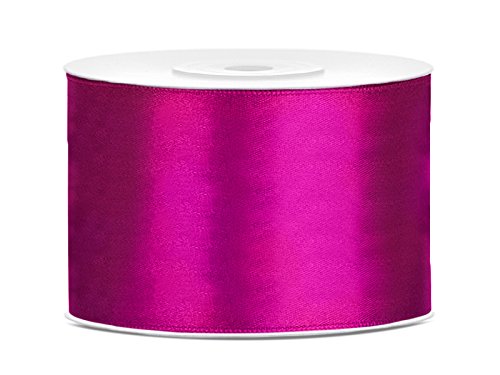Satinband Polyester Schleifenband Seidenband Geschenkband 6/12/25/38/50/100 mm x 25 m (Größe 38mm x 25m - Farbe Rosa Fuchsia) von Jaow