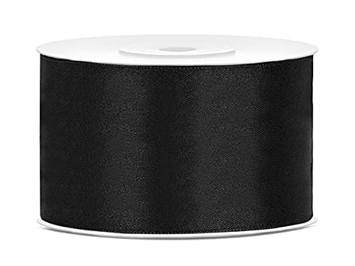 Satinband Polyester Schleifenband Seidenband Geschenkband 6/12/25/38/50/100 mm x 25 m (Größe 38mm x 25m - Farbe Schwarz) von Jaow