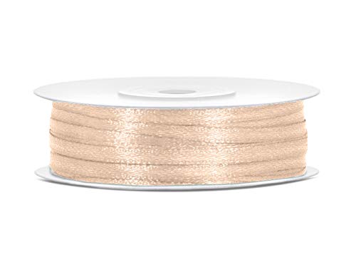 Satinband Polyester Schleifenband Seidenband Geschenkband 6/12/25/38/50/100 mm x 25 m (Größe 3mm x 25m - Farbe Creme) von Jaow