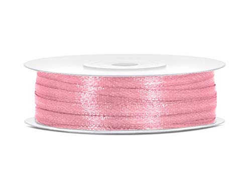 Satinband Polyester Schleifenband Seidenband Geschenkband 6/12/25/38/50/100 mm x 25 m (Größe 3mm x 25m - Farbe Hellrosa) von Jaow