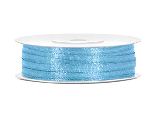 Satinband Polyester Schleifenband Seidenband Geschenkband 6/12/25/38/50/100 mm x 25 m (Größe 3mm x 25m - Farbe Himmelblau) von Jaow