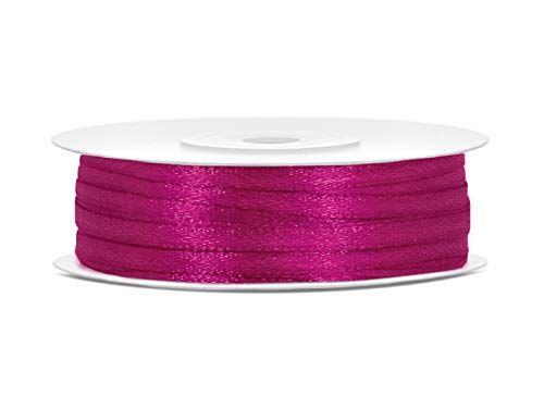 Satinband Polyester Schleifenband Seidenband Geschenkband 6/12/25/38/50/100 mm x 25 m (Größe 3mm x 25m - Farbe Rosa Fuchsia) von Jaow