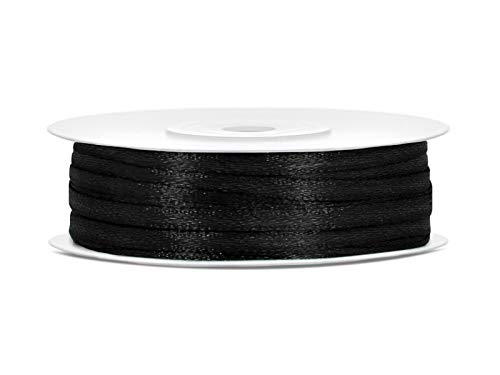 Satinband Polyester Schleifenband Seidenband Geschenkband 6/12/25/38/50/100 mm x 25 m (Größe 3mm x 25m - Farbe Schwarz) von Jaow