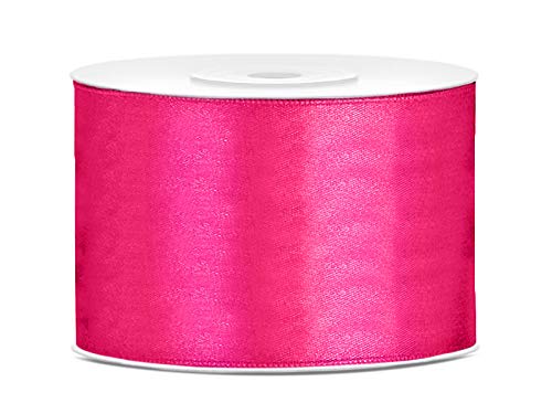 Satinband Polyester Schleifenband Seidenband Geschenkband 6/12/25/38/50/100 mm x 25 m (Größe 50mm x 25m - Farbe Dunkelrosa) von Jaow