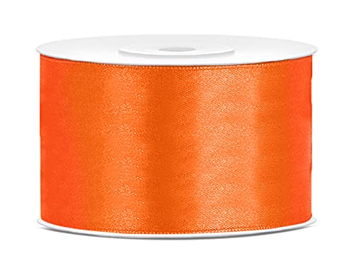 Satinband Polyester Schleifenband Seidenband Geschenkband 6/12/25/38/50/100 mm x 25 m (Größe 50mm x 25m - Farbe Orange) von Jaow