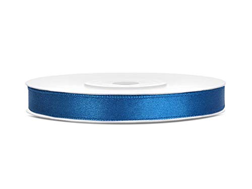 Satinband Polyester Schleifenband Seidenband Geschenkband 6/12/25/38/50/100 mm x 25 m (Größe 6mm x 25m - Farbe Blau) von Jaow