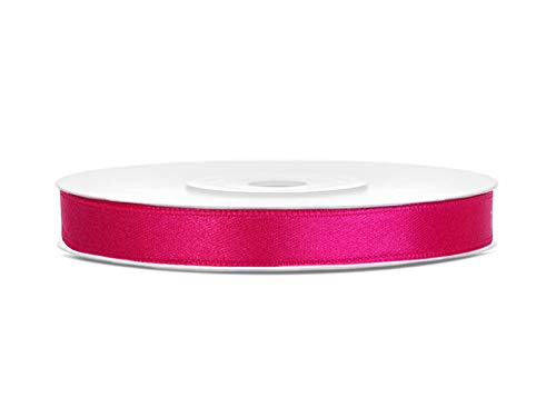 Satinband Polyester Schleifenband Seidenband Geschenkband 6/12/25/38/50/100 mm x 25 m (Größe 6mm x 25m - Farbe Dunkelrosa) von Jaow