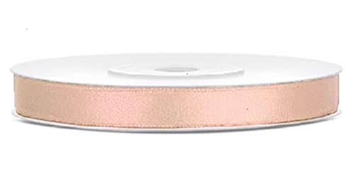Satinband Polyester Schleifenband Seidenband Geschenkband 6/12/25/38/50/100 mm x 25 m (Größe 6mm x 25m - Farbe Hell Pfirsich) von Jaow