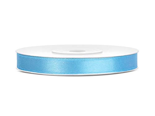 Satinband Polyester Schleifenband Seidenband Geschenkband 6/12/25/38/50/100 mm x 25 m (Größe 6mm x 25m - Farbe Himmelblau) von Jaow