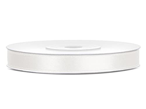 Satinband Polyester Schleifenband Seidenband Geschenkband 6/12/25/38/50/100 mm x 25 m (Größe 6mm x 25m - Farbe Weiß) von Jaow