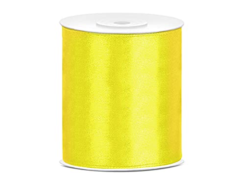 Satinband Polyester Schleifenband Seidenband Geschenkband 6/12/25/38/50/100 mm x 25 m (Größe 100mm x 25m - Farbe Gelb) von Jaow