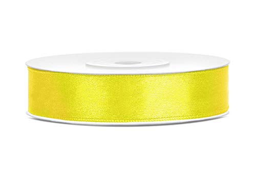 Satinband Polyester Schleifenband Seidenband Geschenkband 6/12/25/38/50/100 mm x 25 m (Größe 12mm x 25m - Farbe Gelb) von Jaow