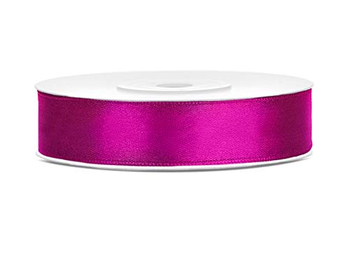 Satinband Polyester Schleifenband Seidenband Geschenkband 6/12/25/38/50/100 mm x 25 m (Größe 12mm x 25m - Farbe Rosa Fuchsia) von Jaow