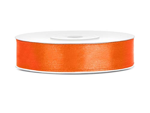 Satinband Polyester Schleifenband Seidenband Geschenkband 6/12/25/38/50/100 mm x 25 m (Größe 12mm x 25m - Farbe Orange) von Jaow