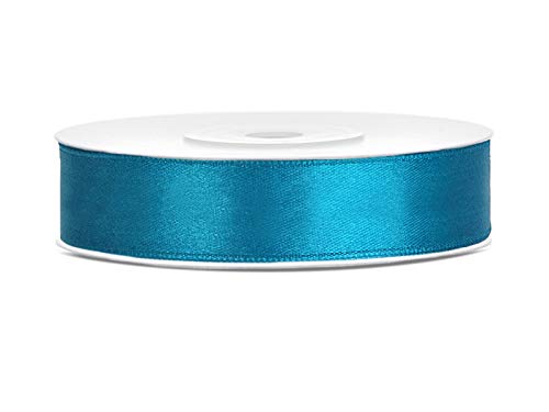 Satinband Polyester Schleifenband Seidenband Geschenkband 6/12/25/38/50/100 mm x 25 m (Größe 12mm x 25m - Farbe Türkisfarbenen) von Jaow