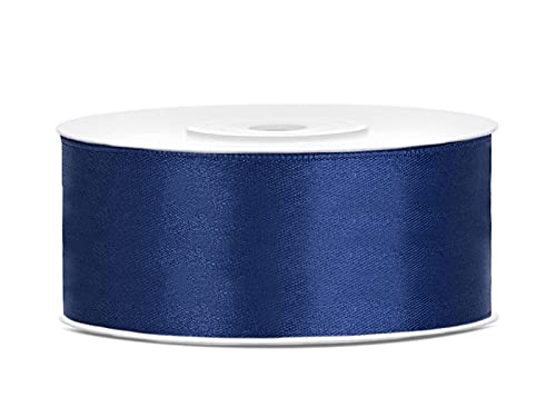 Satinband Polyester Schleifenband Seidenband Geschenkband 6/12/25/38/50/100 mm x 25 m (Größe 25mm x 25m - Farbe Marineblau) von Jaow