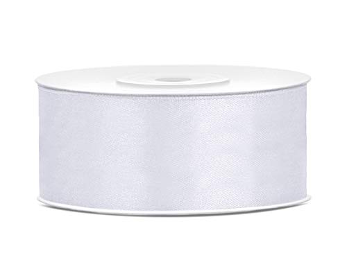 Satinband Polyester Schleifenband Seidenband Geschenkband 6/12/25/38/50/100 mm x 25 m (Größe 25mm x 25m - Farbe Weiß) von Jaow