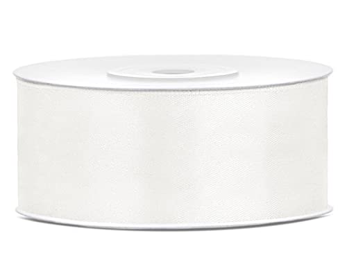 Satinband Polyester Schleifenband Seidenband Geschenkband 6/12/25/38/50/100 mm x 25 m (Größe 38mm x 25m - Farbe Weiß) von Jaow