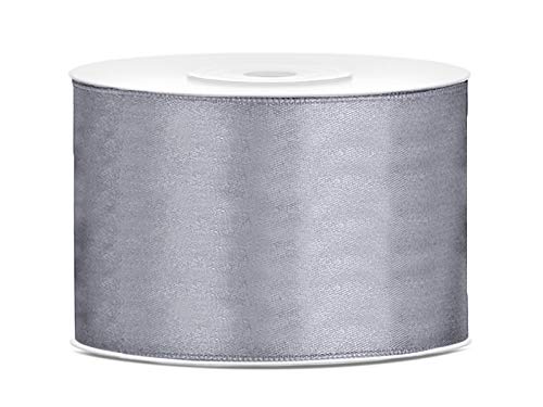 Satinband Polyester Schleifenband Seidenband Geschenkband 6/12/25/38/50/100 mm x 25 m (Größe 50mm x 25m - Farbe Grau) von Jaow