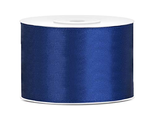 Satinband Polyester Schleifenband Seidenband Geschenkband 6/12/25/38/50/100 mm x 25 m (Größe 50mm x 25m - Farbe Marineblau) von Jaow