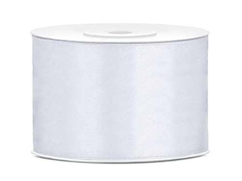 Satinband Polyester Schleifenband Seidenband Geschenkband 6/12/25/38/50/100 mm x 25 m (Größe 50mm x 25m - Farbe Weiß) von Jaow