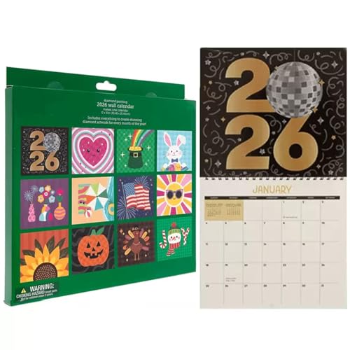 2026 Wandkalender Diamond Painting Kit - DIY Diamond Art Kalender 2026, 12 Monate Flip Wandkalender mit To Do Liste, Diamond Painting Kalender 2026 für Home Office Wall Decor (A) von Jaoxiuozi