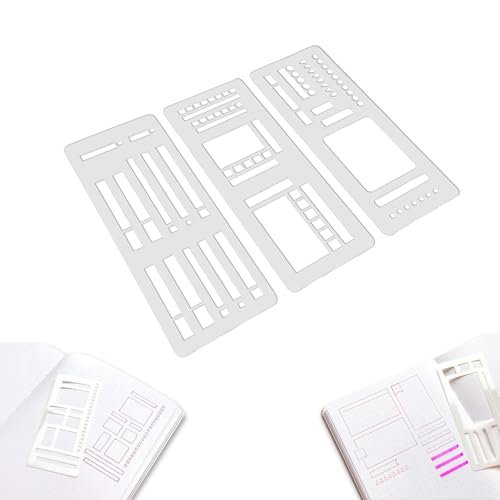 Handgemachte Flexible Record Schablone, Planner Stencil Set für DOT -Punktgitter-Journale, Wiederverwendbare Schablonen, Kästchen und Linien, Kompatibel mit Coil-, Disc- und Ringbindung (A) von Jaoxiuozi
