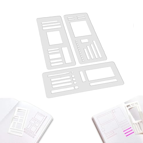 Handgemachte Flexible Record Schablone, Planner Stencil Set für Punktgitter-Journale, Wiederverwendbare Schablonen für Checklisten, Kästchen und Linien, Kompatibel mit Coil-, Disc- und Ringbindung (B) Handgemachte Flexible Record Schablone, Planner Stencil Set für Punktgitter-Journale, Wiederverwendbare Schablonen für Checklisten, Kästchen und Linien, Kompatibel mit Coil-, Disc- und Ringbindung (B) von Jaoxiuozi