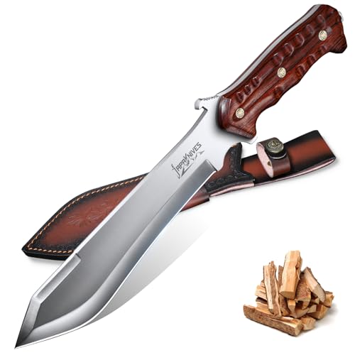 Japaknives Machete Scharf Echt Survival Messer aus M390 Stahl Großes Outdoor Messer Full Tang Bushcraft Messer mit 5mm Klingenrücken Jagdmesser Feststehende Klinge Bushmesser für Garten Camping von Japaknives