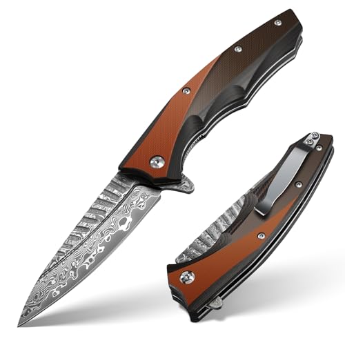 Japaknives Taschenmesser Klappmesser Damast VG10 Damaststahl Survival Messer Damastmesser mit G10 Griff 8,5 cm Outdoor Messer für Jagd,Camping, Trekking Idee Als Geschenk und Sammlung Japaknives Taschenmesser Klappmesser Damast VG10 Damaststahl Survival Messer Damastmesser mit G10 Griff 8,5 cm Outdoor Messer für Jagd,Camping, Trekking Idee Als Geschenk und Sammlung von Japaknives